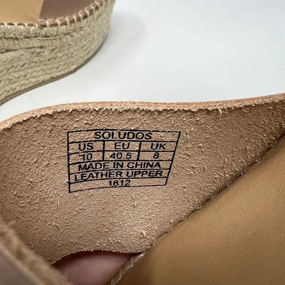 Soludos Tan Leather Slingback Platform Minorca Espadrille Sandals Size 10 - Picture 13 of 14